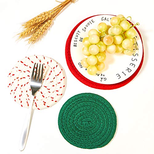 Patelai 6-Piece Cotton Trivet Set, 7in & 4.7in Hot Pot Holders & Coasters