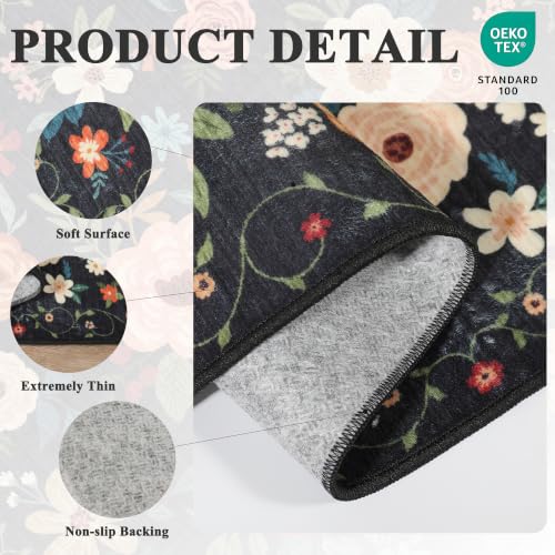 2.6x8 Floral Runner Rug, Washable Non-Slip Rug for Hallway and Kitchen