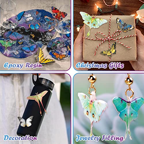 46 Pcs Realistic Double-Sided Paper Butterfly and Moth Set for Resin Art