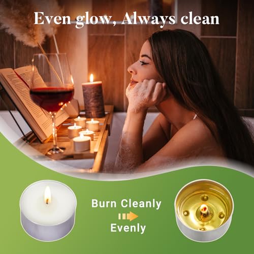 Hypmis Unscented Tea Candles 200 Pack - 8 Hour Burn Time for Weddings & Home Decor