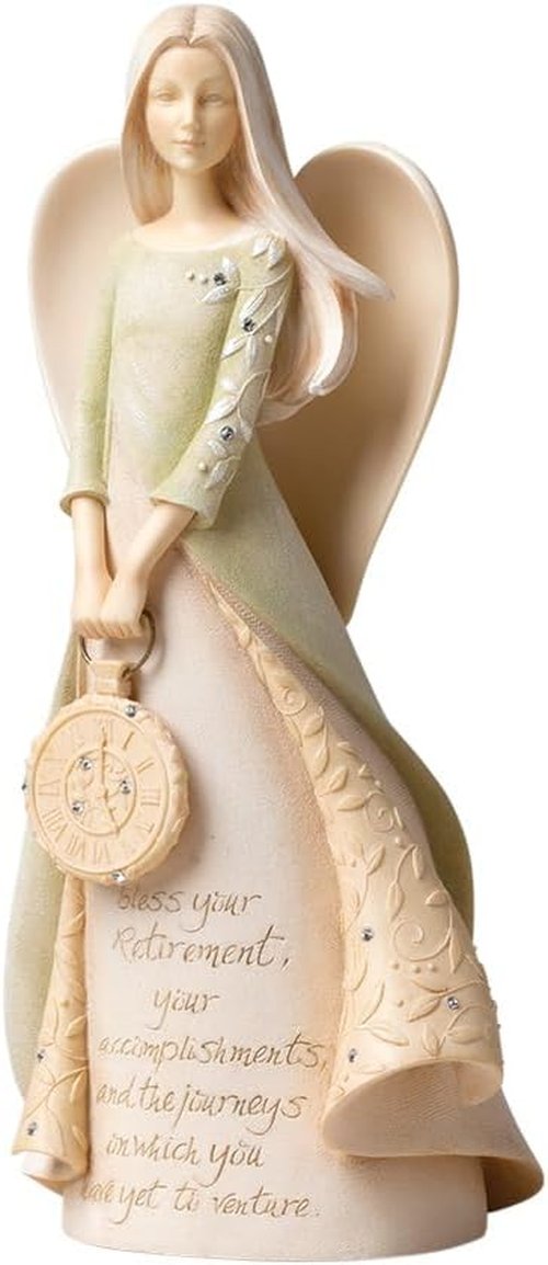 Enesco Foundations Collection Bless Your Retirement Angel Figurine - Hand-Painted 9-Inch Decorative Home Decor