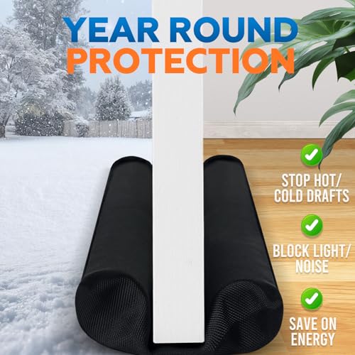 Under Door Draft Stopper - Double-Sided Bottom Gap Filler (Fits 30"-36", Black)