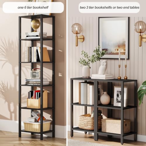 6-Tier Tall Narrow Bookshelf, Skinny Storage Display Shelf for Small Spaces
