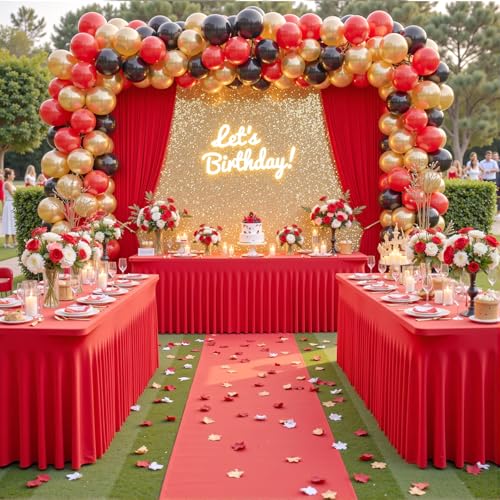 Besutolife 2-Pack Red Spandex Tablecloth 72 x 30 Inches 6ft Rectangular Fitted Covers