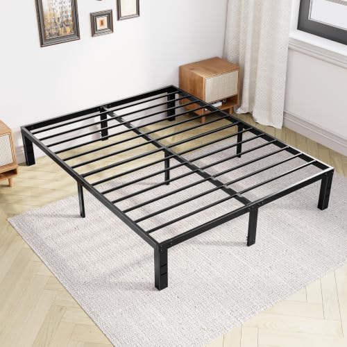 DUMOS Queen Bed Frame 12 Inch Metal Platform Bed with Storage, Modern Design