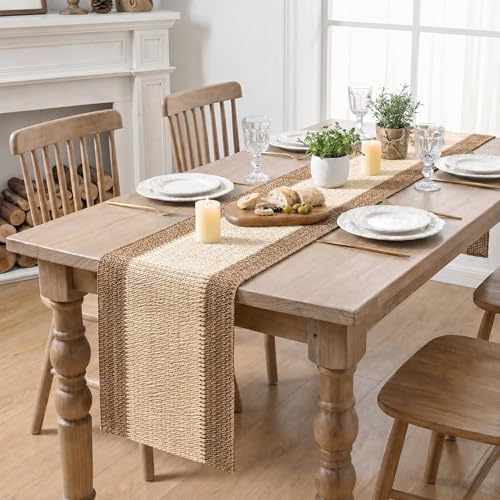 Artoid Mode 12x72 Inch Rustic Paper Braided Table Runner for Christmas & Holiday Decor