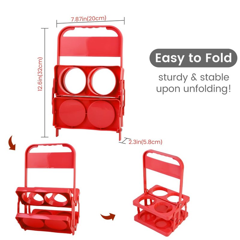 musbus Reusable Drink Carrier with Handle for Delivery Drivers, Portable Cup/Coffee Holder Accessories for Delivery, Foldable Drinks Caddy with Tray, Car Durable Plastic Festive Bottle, Vacation