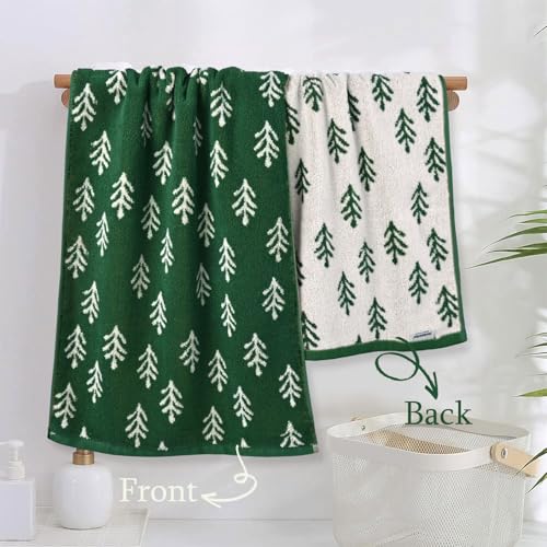 Jacquotha Christmas Hand Towels Set of 2 - Holiday Pine Tree Kitchen & Bathroom Decor