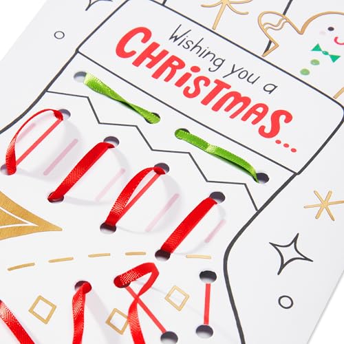 American Greetings Christmas Coloring Card for Kids – Lace Up Stocking