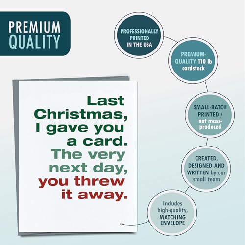 Funny Christmas Holiday Card - Last Christmas I Gave You a Card, Snarky Greeting for Family & Friends