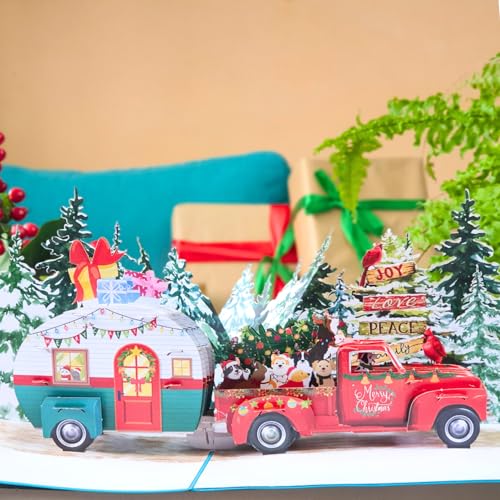 HEARTAGS Camper Christmas Pop Up Card - 3D Holiday Greeting Card