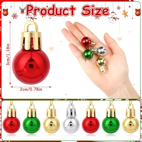 Jansun Christmas Classic Miniature Glitter Ornaments - 60PCS Holiday Tree Decorations