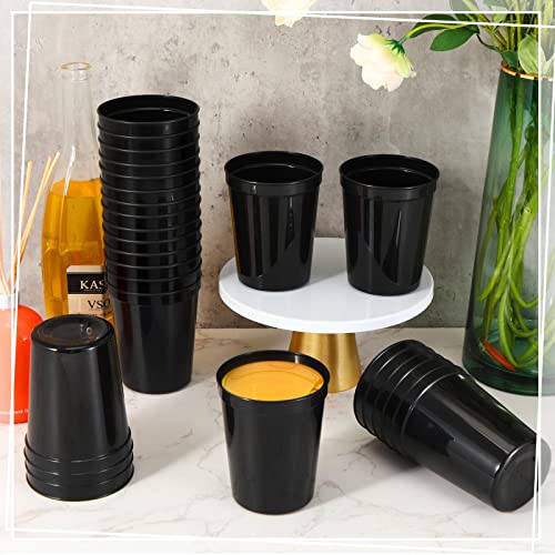 Nuogo 120-Pack 16oz Black Plastic Stadium Cups Bulk for Parties