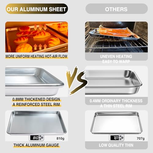 Natural Aluminum Baking Sheet Pan Set - 18x13 Inch Half Sheet (2-Pack)