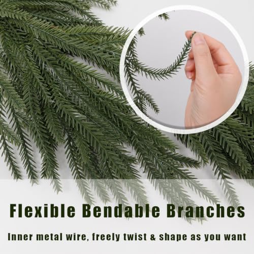 Sorviane 6FT Christmas Garland - 2 Pack Norfolk Pine Garland - Pine Christmas Decor