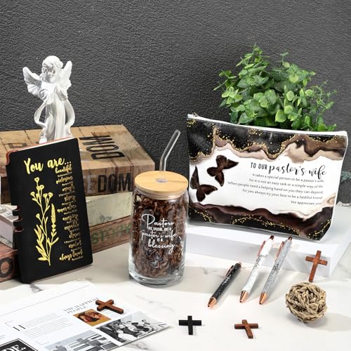 Funnymoom Black Pastor Appreciation Gift Set with Tumbler Journal Pens