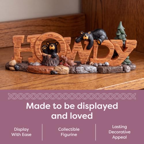 DEMDACO Bearfoots Black Bear Howdy Resin Figurine - Rustic Outdoor Decor, 9 Inches