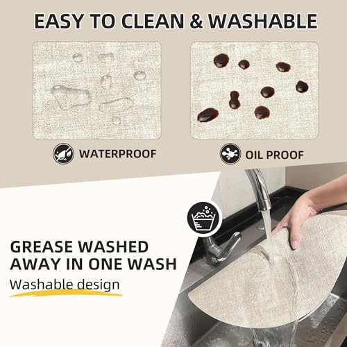Round Faux Leather Placemats 15 Inch - Washable & Heat Resistant Set of 6
