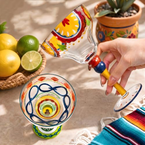 ZAVOOS Set of 2 Medium 10 Oz Margarita Glasses - Hand-Blown, Elegant Mexican Design