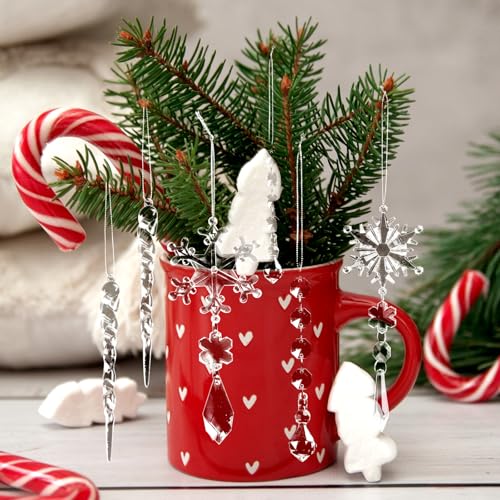40-Piece Acrylic Snowflake and Icicle Christmas Tree Ornaments Set