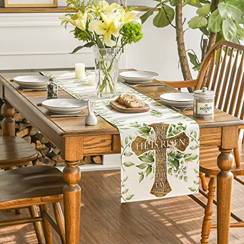 Artoid Mode Easter Table Runner 13 x 108 Inch Off White Spring Holiday Decor
