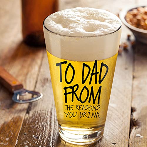 Funny Dad Beer Glass - 16 oz Pint Glass Gift for Father's Day or Birthday