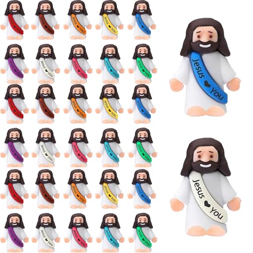 30 Pcs Mini Jesus Figurines - 1.4 Inch Tiny Easter Egg Stuffers & Gifts