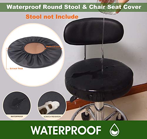 2PC Waterproof PU Bar Stool Covers - Anti-Slip Round Seat 17.5 Inch