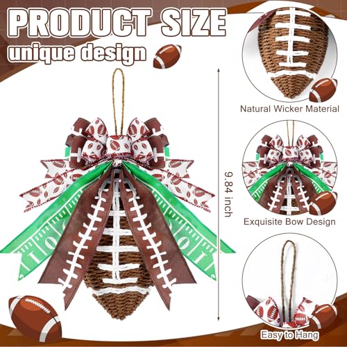 Lyrow Rattan Football Wreath Decor 9.84-inch Front Door Hanging Craft