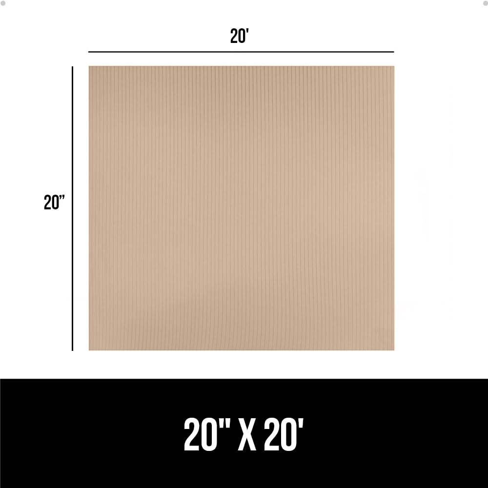 GORILLA GRIP DuraGuard Shelf Liner, 20x20 Non-Adhesive Cabinet Liners for Kitchen Drawers, Shelves, Refrigerator, Pantry Storage, Bathroom Closet, Durable Waterproof BPA Free Ribbed Plastic, Beige