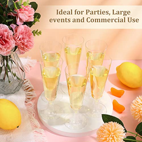 CHENGU 200 Pack Clear Disposable Plastic Champagne Flutes 5 oz for Weddings & Parties