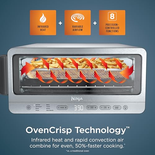 8-in-1 Flip-Away Air Fryer Toaster Oven, Stainless Steel Convection Oven