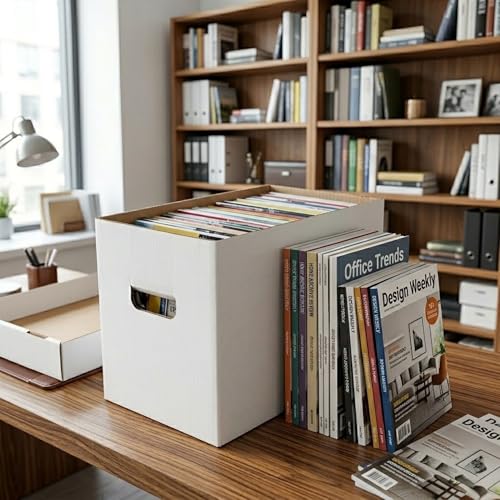 Heavy-Duty Magazine Storage Boxes with Lids, 5-Pack Corrugated File Organizers