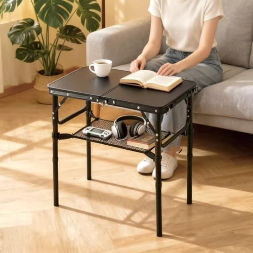 Adjustable Folding TV Tray Table, Portable Aluminum Snack Side Table