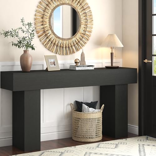 63-Inch Farmhouse Console Table, Narrow Wood Sofa Table for Entryway