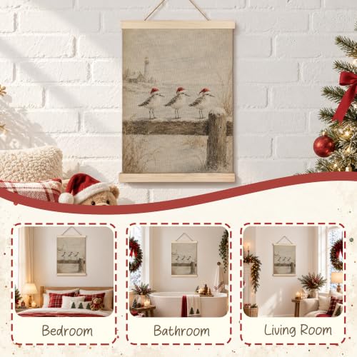 Cquwb Coastal Beach Christmas Sandpiper Poster Wall Art Decor 12x16 - Coastal Beach Christmas