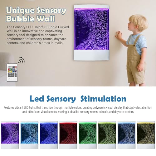 31.5-Inch LED Bubble Wall Fountain – Color-Changing Sensory Water Feature