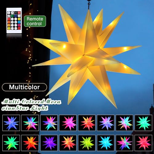 1 Pcs LED Moravian Star Light Xmas Tree Topper Hanging,30 Inch