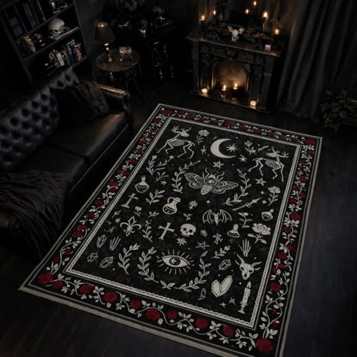 Gothic 3x5 Area Rug Dark Academia, Machine Washable - Lvsoamz 3' x 5' Rectangular