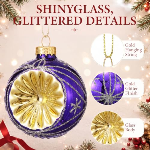 WinnerWhy 12 Pcs Vintage Glass Christmas Ornaments 2.56" Xmas Ball Set (12 Count)