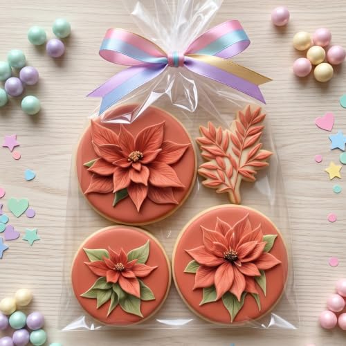 YABONAN Christmas Poinsettia Fondant Mold Style H Silicone Flower Decoration