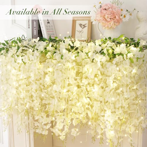 40 Pack Artificial Wisteria Hanging Flowers - 3.6 Ft Vines for Home Decor & Weddings