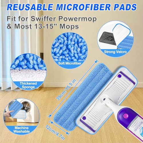 Microfiber Flat Mop for Hardwood & Tile Floors - 59" Handle & 4 Washable Pads