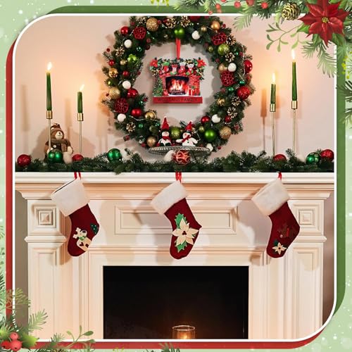Personalized 8-Piece Christmas Stocking Ornament Set with Fireplace Pendant