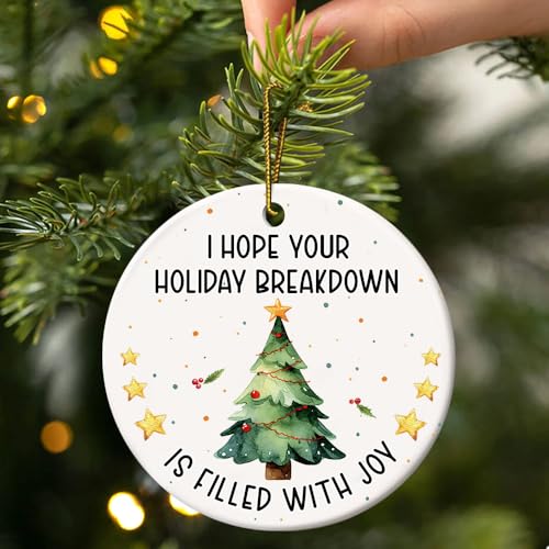 Hc-36 Funny Christmas Tree Ornament 2025 Holiday Breakdown Ceramic Xmas Decoration