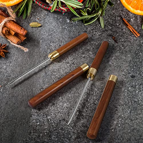 MEINV 2 Pack Long Stainless Steel Ice Picks with Wooden Protective Cover – Professional Bar Tool