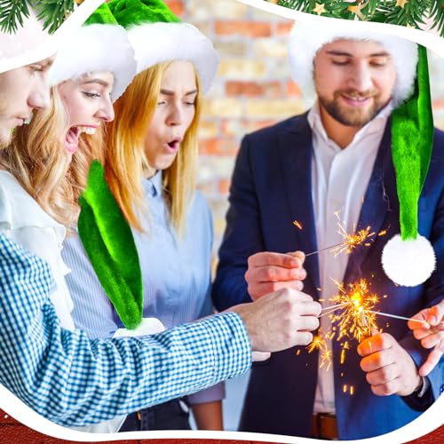 Green Santa Hat for Adults Unisex Velvet Plush Xmas Costume Accessory