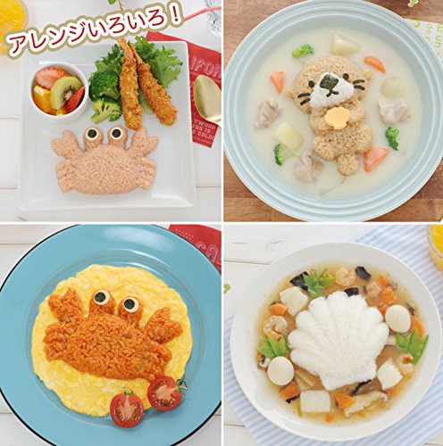 Rice Press Mold 3pcs Crab Sea Otter Scallop with Cutter
