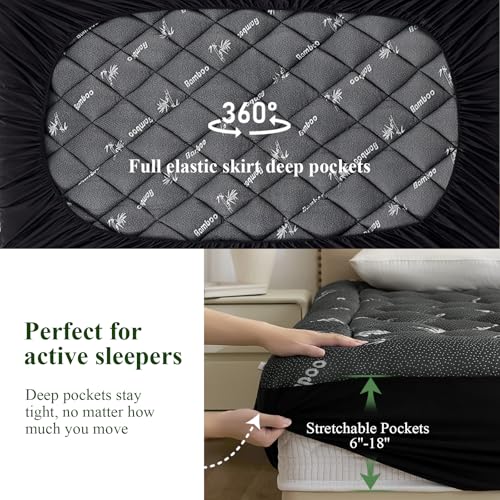 Queen Mattress Topper - Bamboo Viscose Pillow Top Pad, 6-18 Inch Fit
