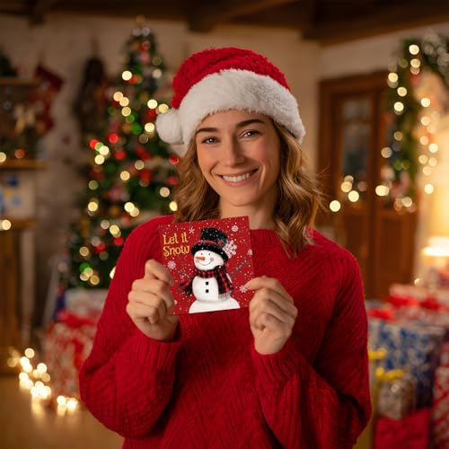 Vusnud Christmas Snowman Paper Cocktail Napkins - 50 Count, 6.5x6.5 in, Holiday Party Supplies